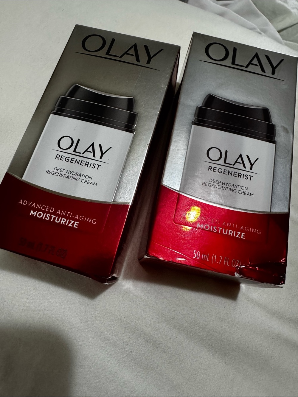 2 OLAY Regenerist Deep Hydration Moisturizing Cream - Silver & Red Packaging